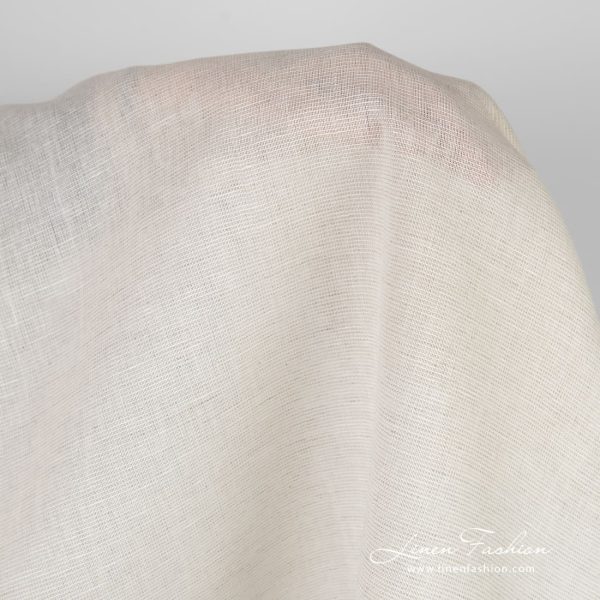 Transparent greyish white cotton linen fabric