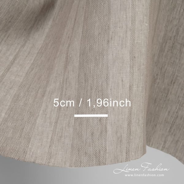 Sand color linen fabric in stripes