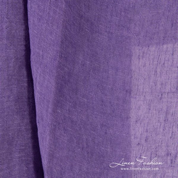 Transparent violet linen fabric in melange, perfect for curtains and shawls