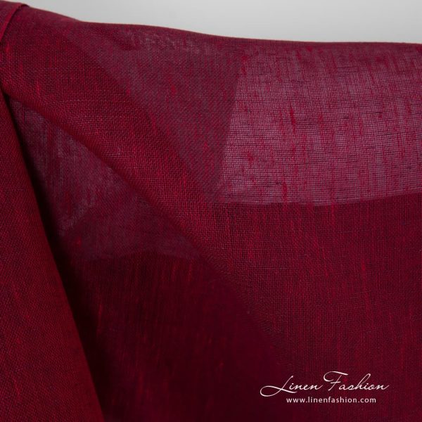100% linen fabric in dark red colour.