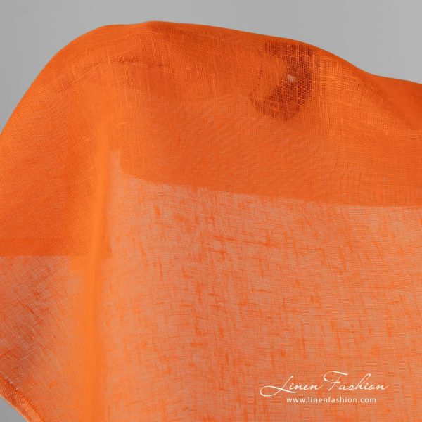 Bright orange 100% linen fabric.