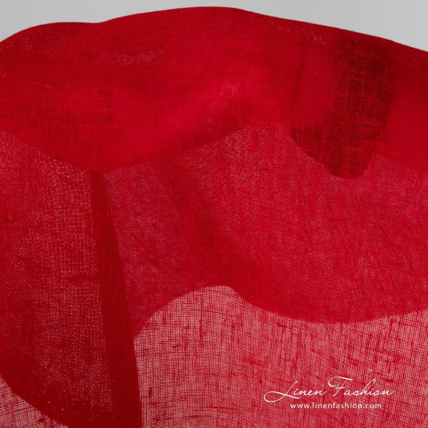 Bright red gauze linen fabric.