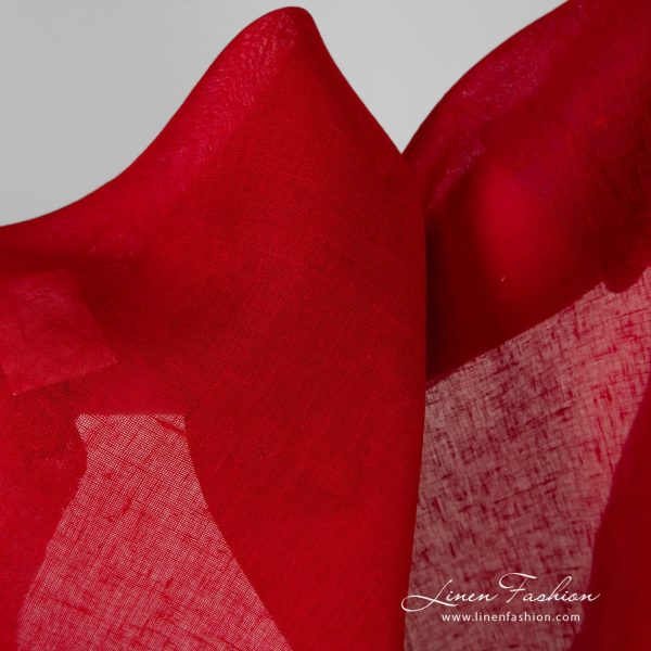 Linen fabric in bright red color.