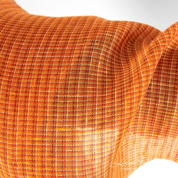 Orange linen fabric in checks