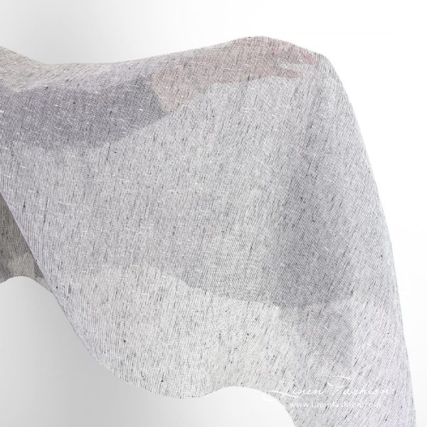 Transparent linen fabric in black and white melange