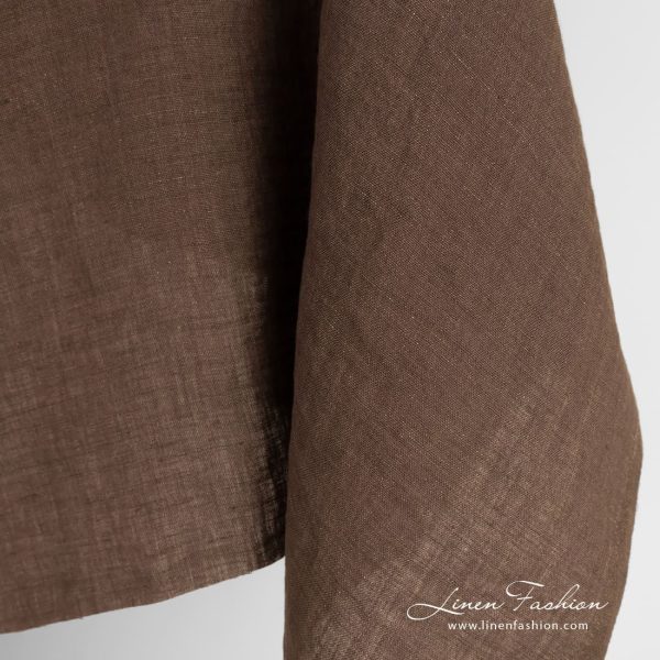 Linen fabric in green and violet melange, washed
