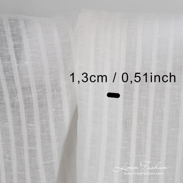Off white 100% linen fabric with stripes.