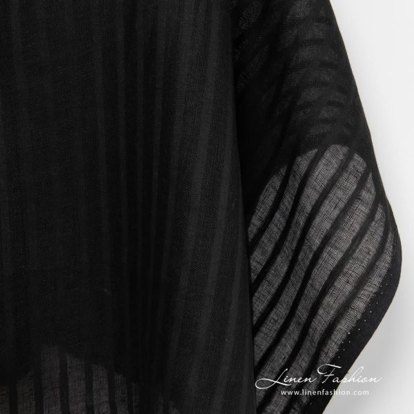 Black linen fabric with stripes.