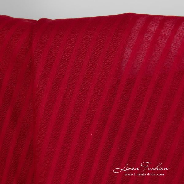Striped red linen fabric.
