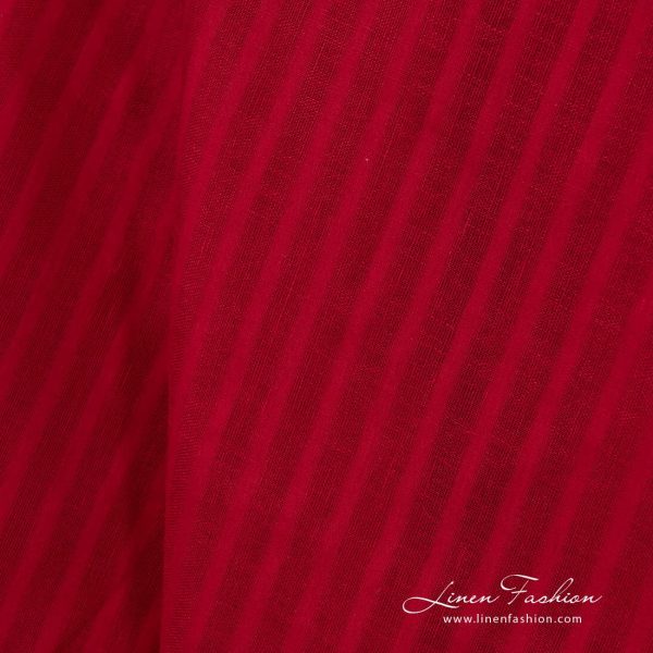 Red dyed 100% linen fabric.