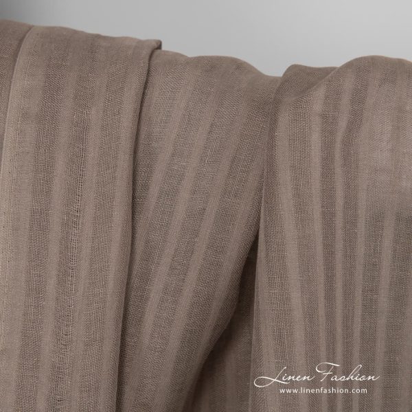 Striped grey 100% linen fabric.