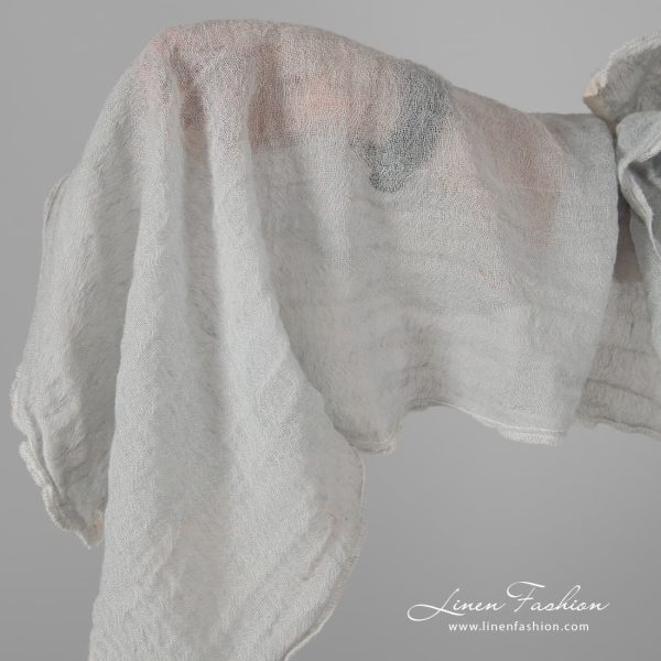 Linen wool pale green fabric, washed.