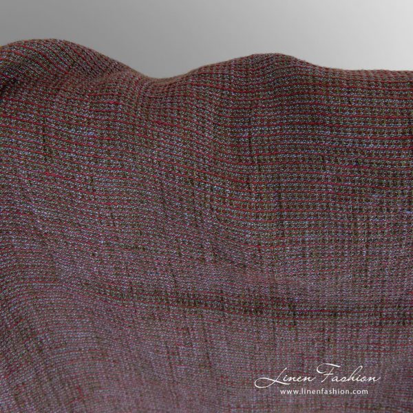 Multicolored linen fabric with "waffle" checks