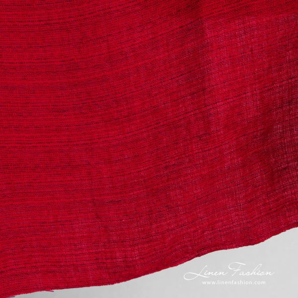 Red linen fabric, dobby