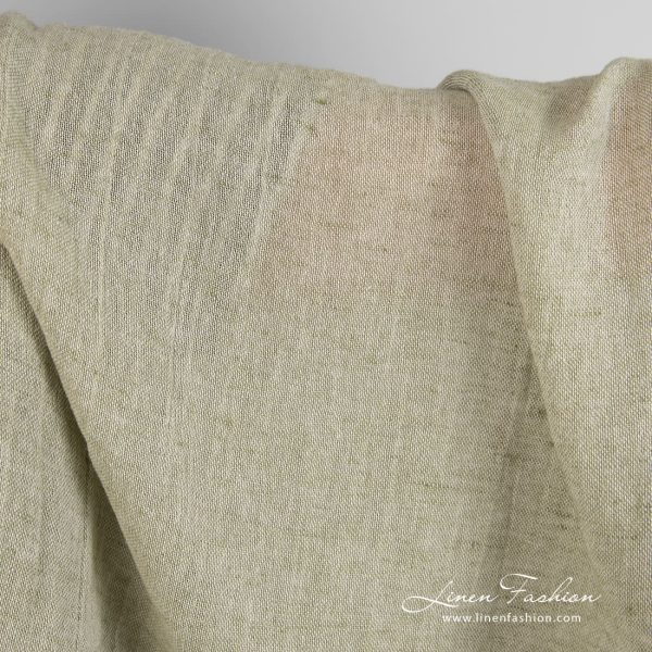 Green linen cotton fabric, specially washed to increase softness