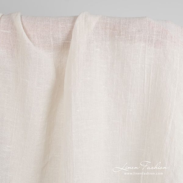 Off-white linen cotton fabric in plain weave