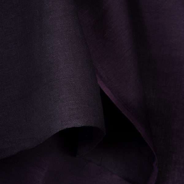 Linen fabric black-violet satin, 155cm width
