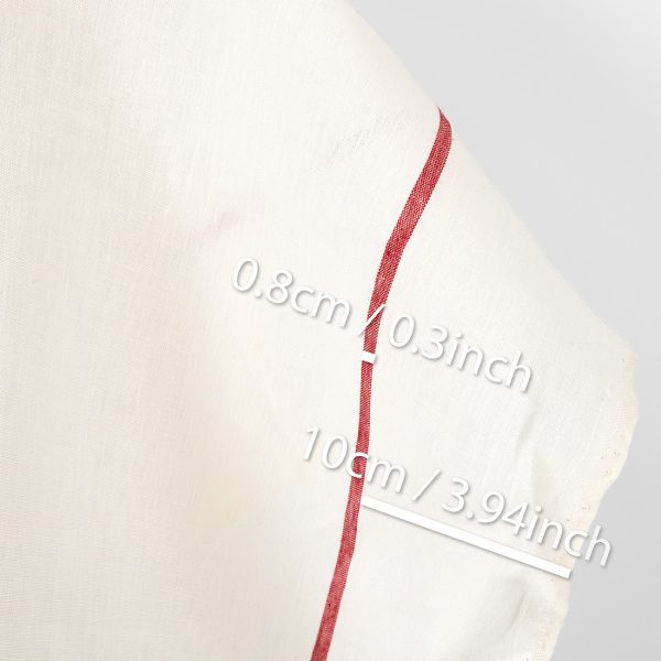 Linen fabric plain off-white with red stripes, heavy fabric
