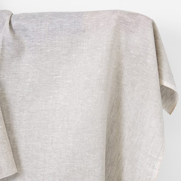 Lightweight linen fabric natural and white melange