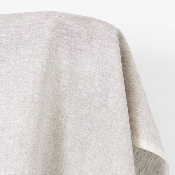 Lightweight linen fabric natural and white melange, plain weave