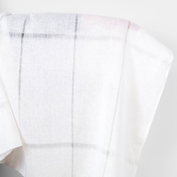 Linen fabric optical white with large checks
