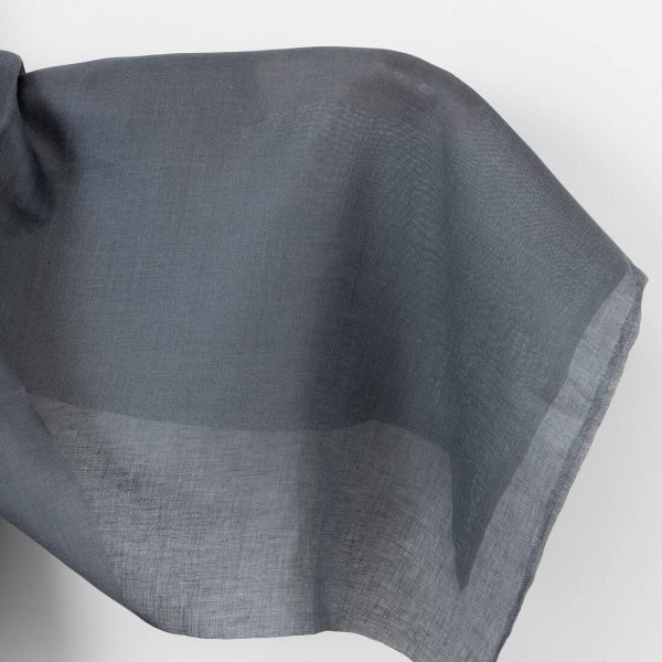 Linen fabric dark grey panama weave