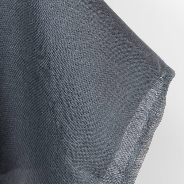 Linen fabric dark grey panama weave, lightweight