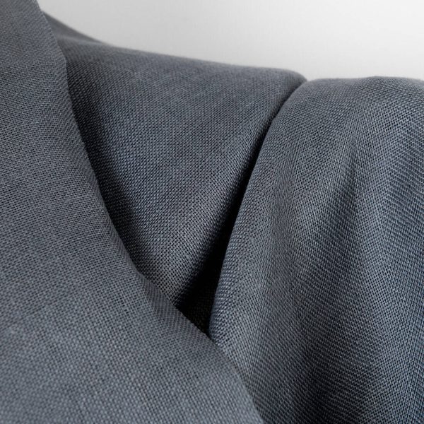 Linen fabric dark grey panama weave, 150cm