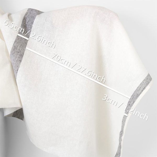 Linen fabric off-white with black stripes, with measurements