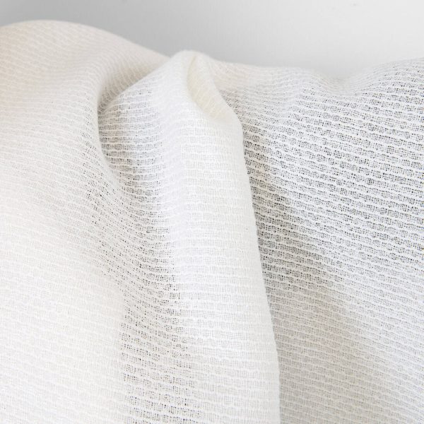 Linen cotton fabric white textured honeycomb, soft fabric