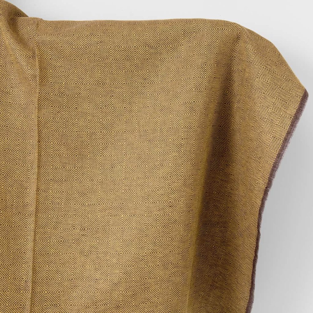 Linen cotton fabric brown and yellow diamonds