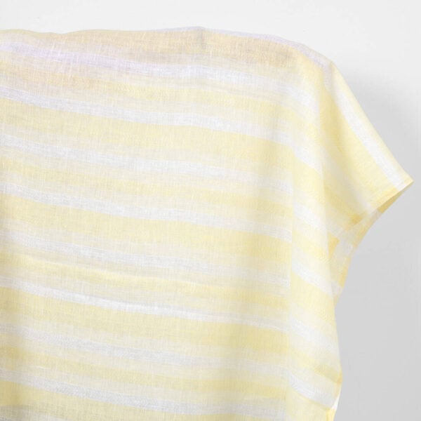 Linen fabric off-white and yellow herringbone stripes