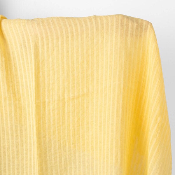 Lightweight linen fabric yellow transparent stripes, washed