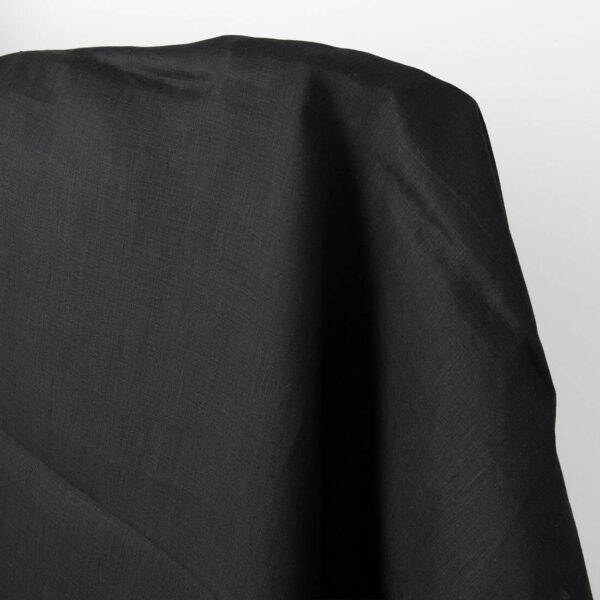 Linen fabric plain black, lightweight linen