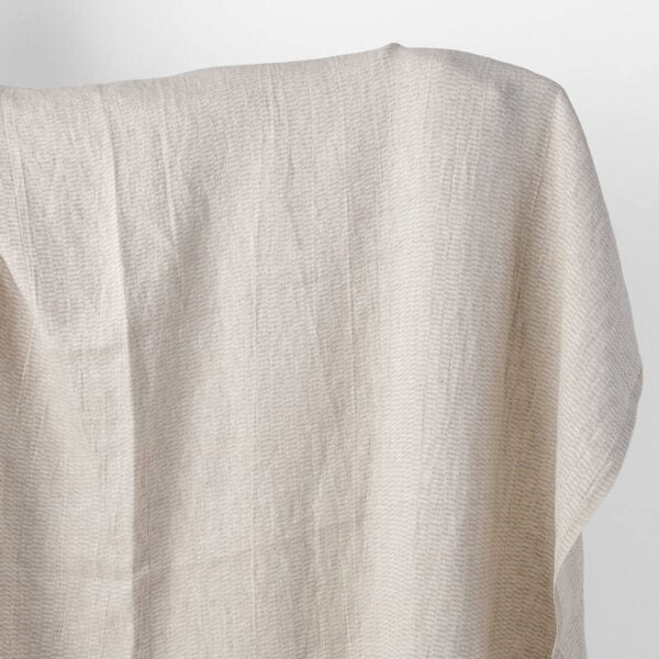 Linen fabric natural and white twill checks, washed