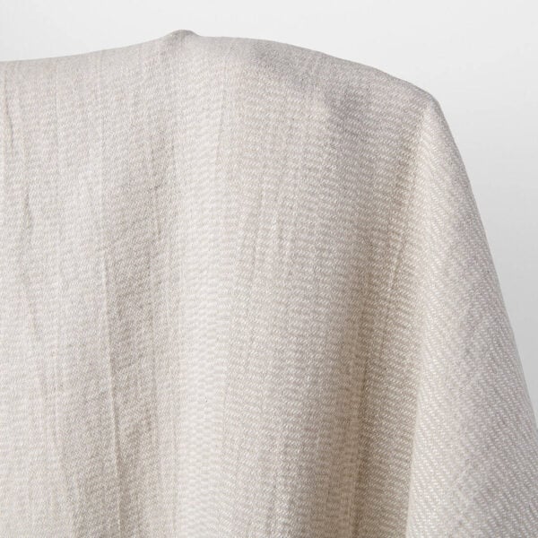 Linen fabric natural and white twill checks, washed, 145cm width