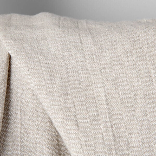 Linen fabric natural and white twill checks, washed, pure linen