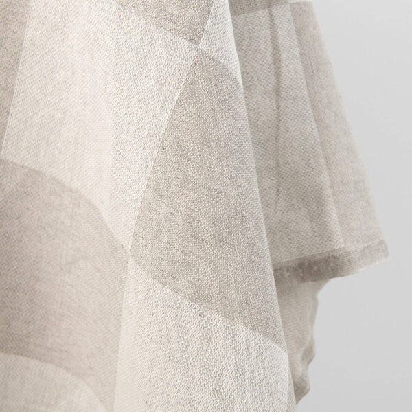 Linen cotton fabric natural and white satin checks
