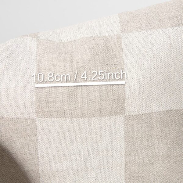 Linen cotton fabric natural and white satin checks, with measurements
