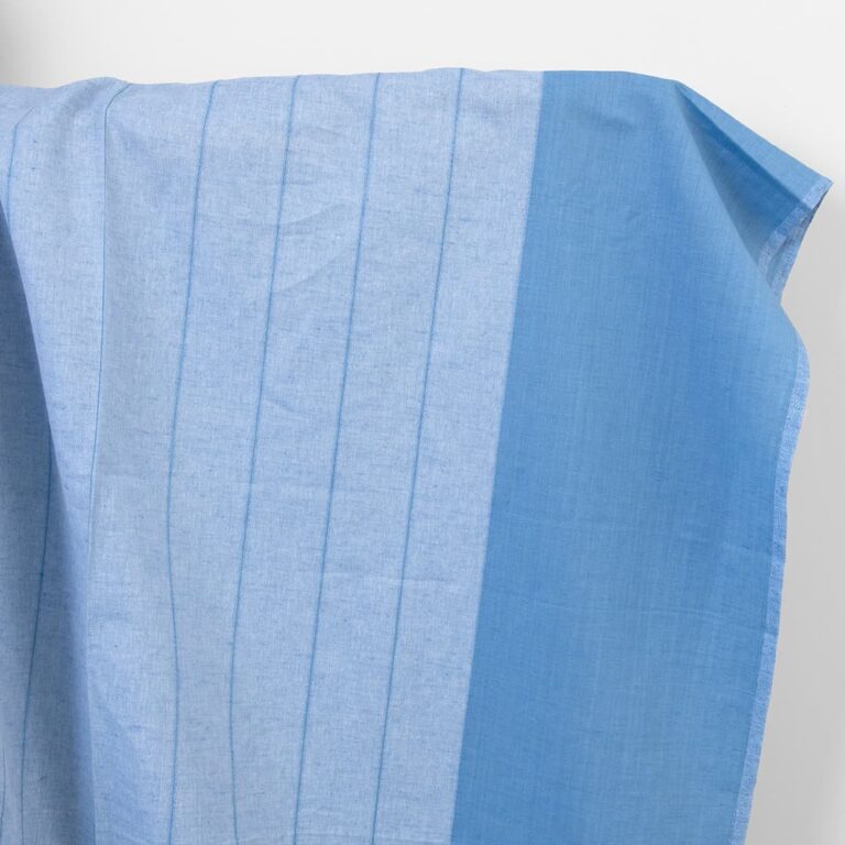 Linen cotton fabric blue and white stripes