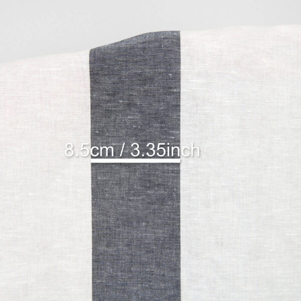 Linen cotton fabric white with black stripes, with measurements