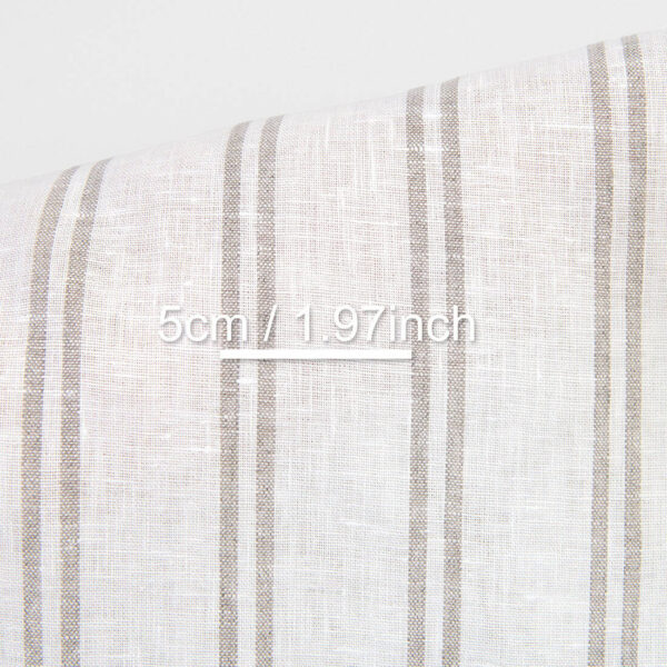 Linen fabric off-white with natural stripes, with measurements