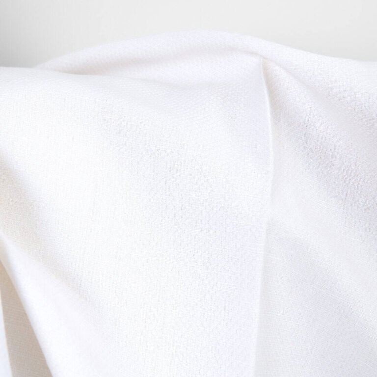 Linen cotton fabric white diamonds with floral stripe