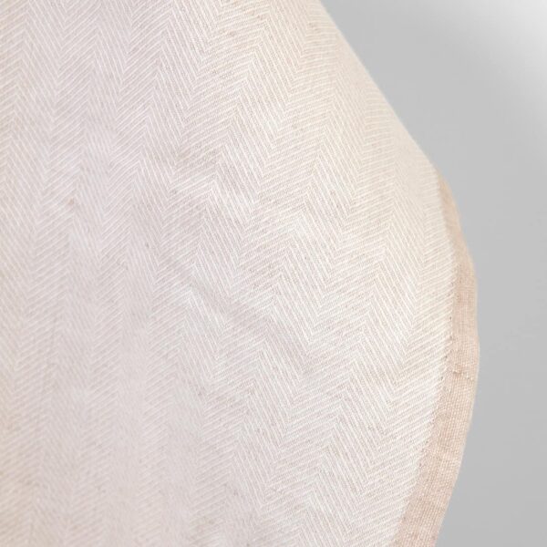 Linen cotton fabric off-white and light cocoa herringbone, 160cm width