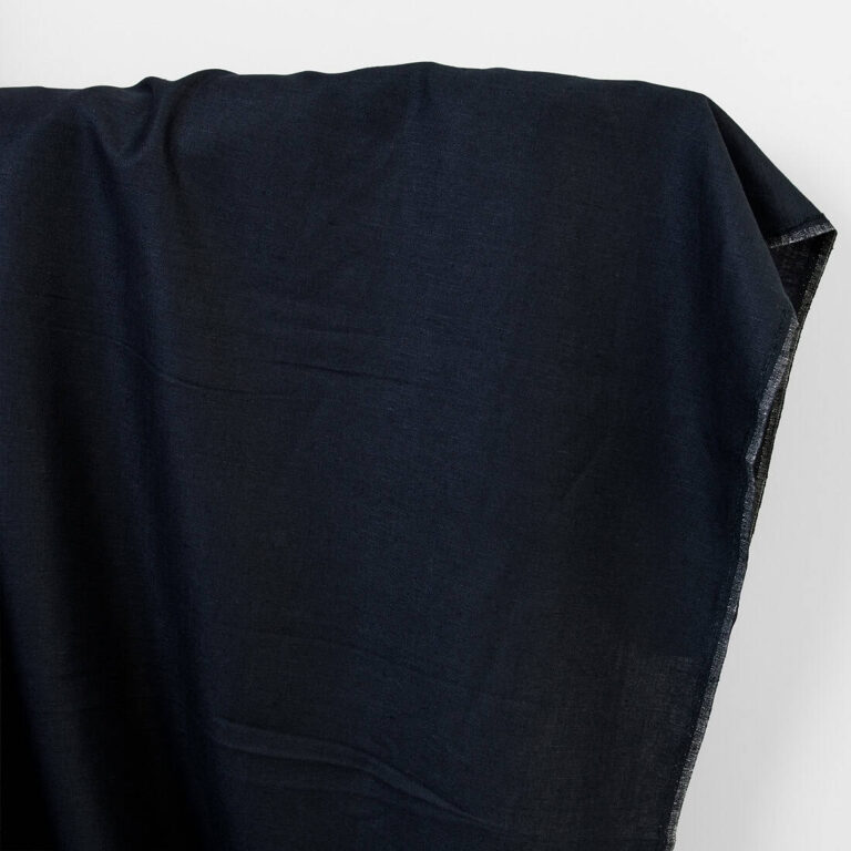 Linen cotton fabric blue-black satin