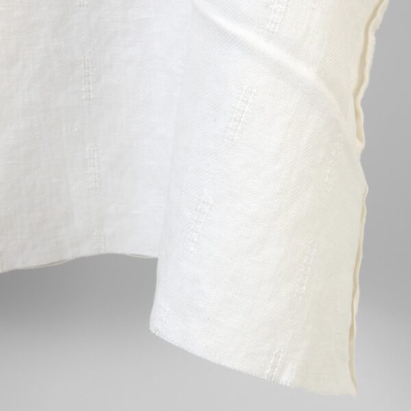 Linen cotton fabric off-white herringbone dobby, washed