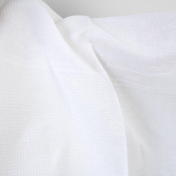 Linen cotton fabric optical white waffle with stripes, 150cm width