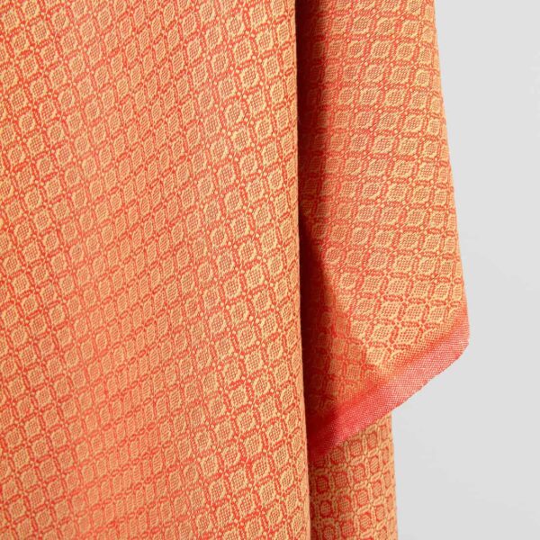 Linen cotton fabric red and ginger patterned diamonds