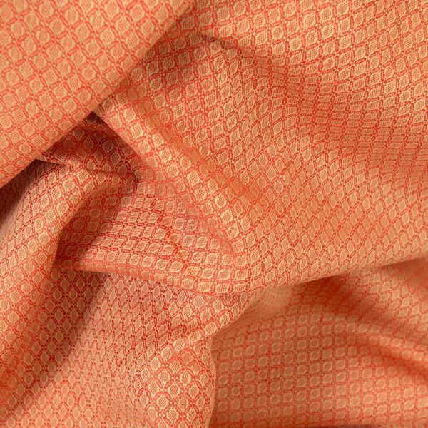 Linen cotton fabric red and ginger patterned diamonds, 165cm width
