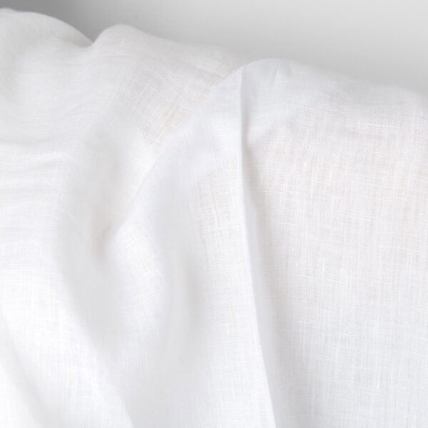 Linen fabric plain optical white, lightweight